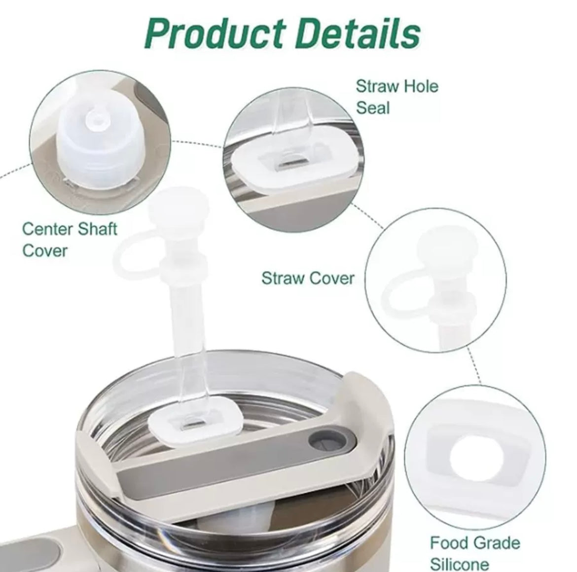 Spill Stopper Set for Stanley Cup 2.0 40oz 30oz, Accessories Including Straw Cover Cap