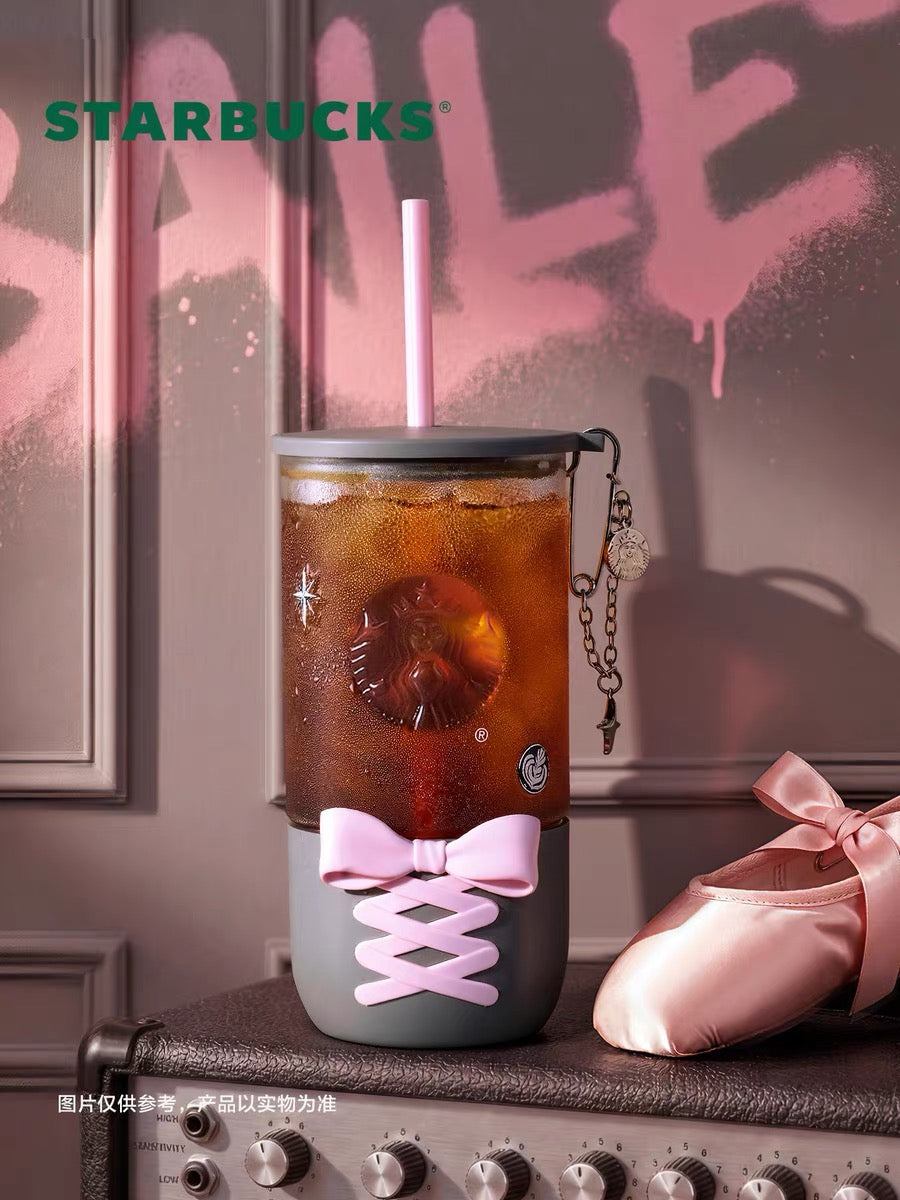 Starbucks China 2026 Punk Ballet Style 21oz Glass Straw Cup