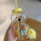 China Starbucks Fruit Series 15oz Bear W/ Lemon Cap Glass Straw Cup In Hand