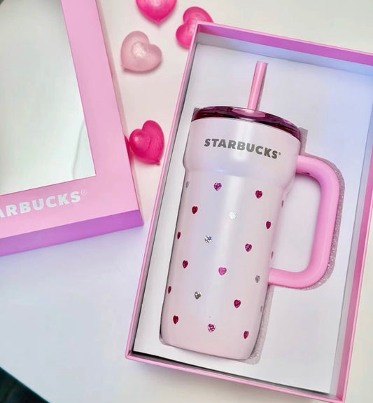 Starbucks 2026 Sparkling Confession Series Glitter Heart Print 23oz SS cup gift