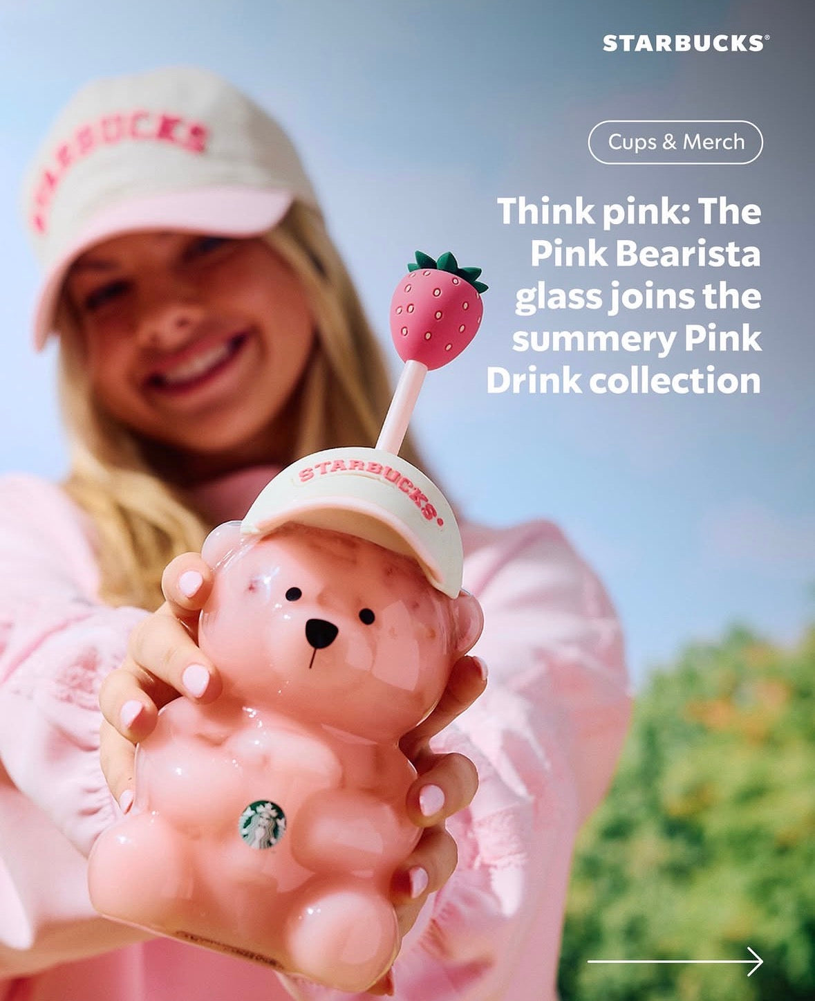 The Pink Bearista glass joins the summery Pink Drink collection