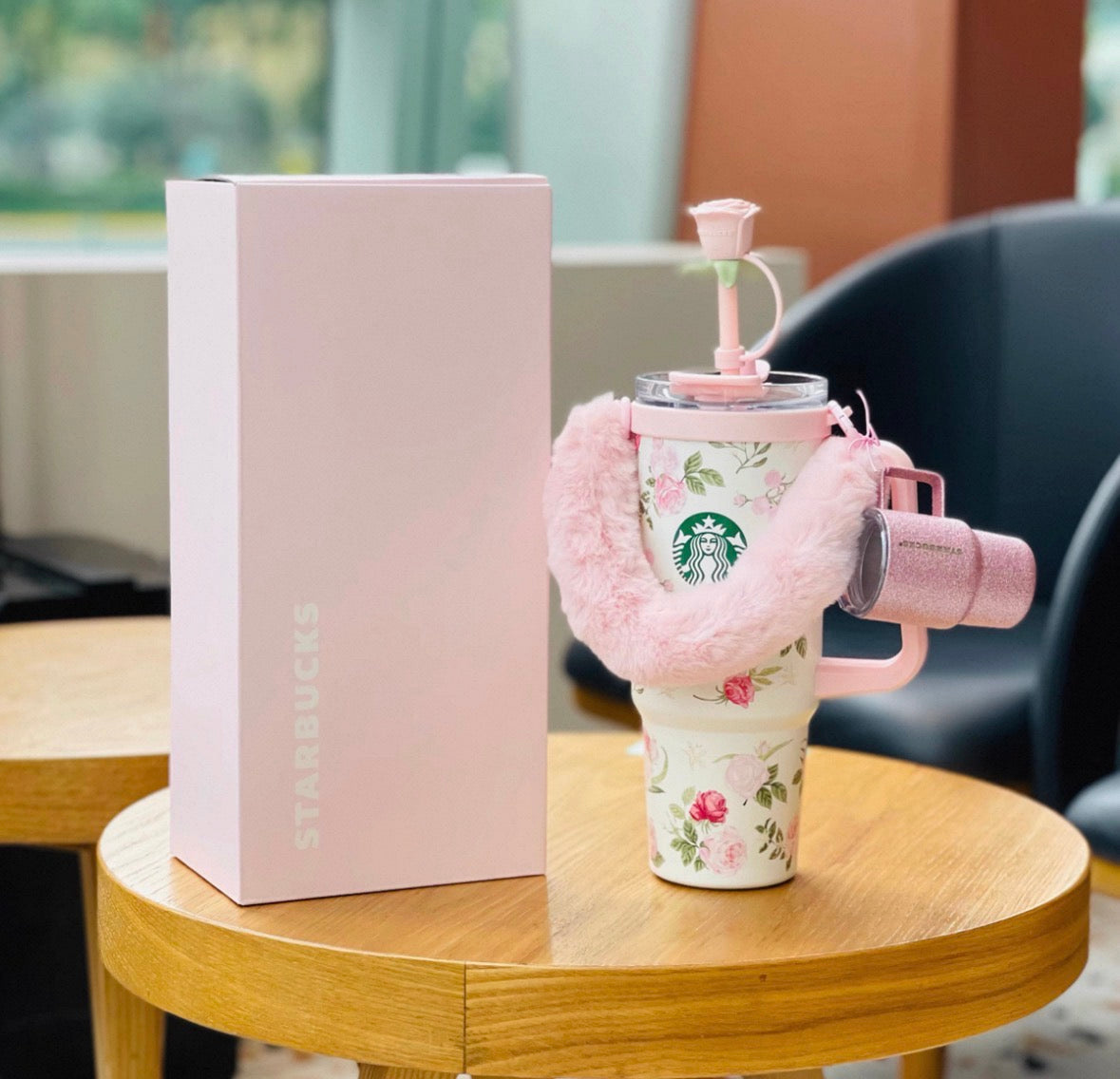 Starbucks China 2026 Rose Garden SS Straw Tumbler 30oz w/ Mini Cup Charm set