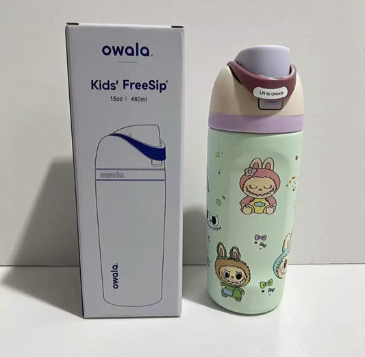 Owala Kids Labubu FreeSip Insulated Stainless Steel Water Bottle with Straw for Sports, Travel, and School/ 16oz