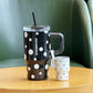 Starbucks China 2026 black with White Polka Dot 21oz SS Straw Tumbler w/ Mini Cup Charm