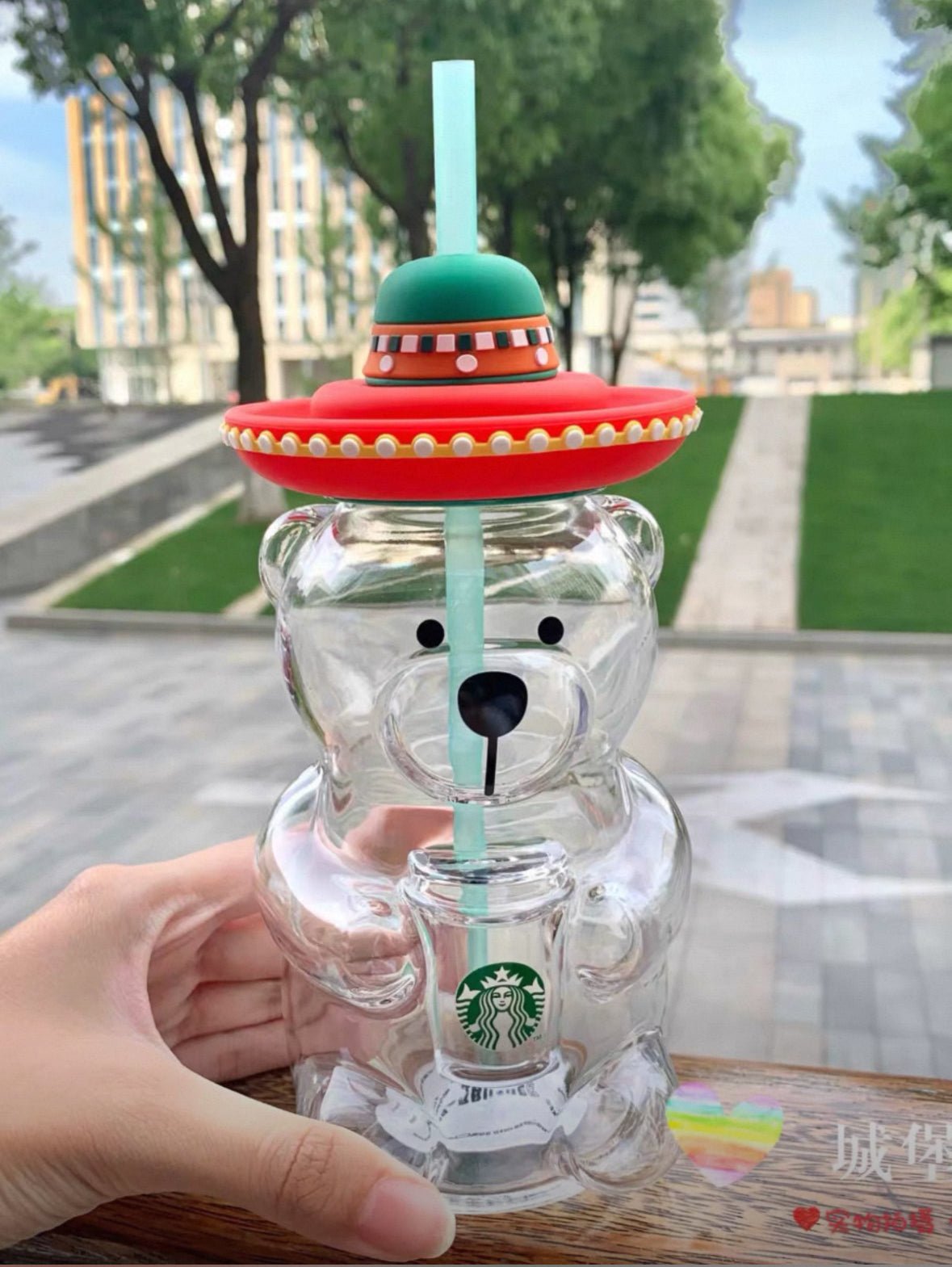 Starbucks Latin America Hat Bear 17oz Glass
