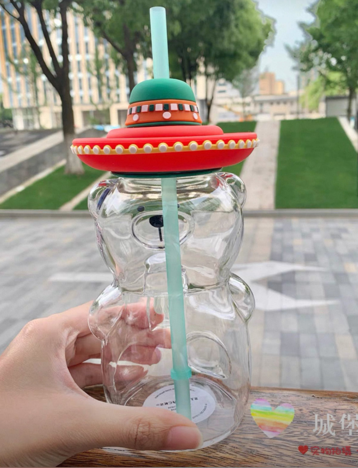 Starbucks Latin America Hat Bear 17oz Glass