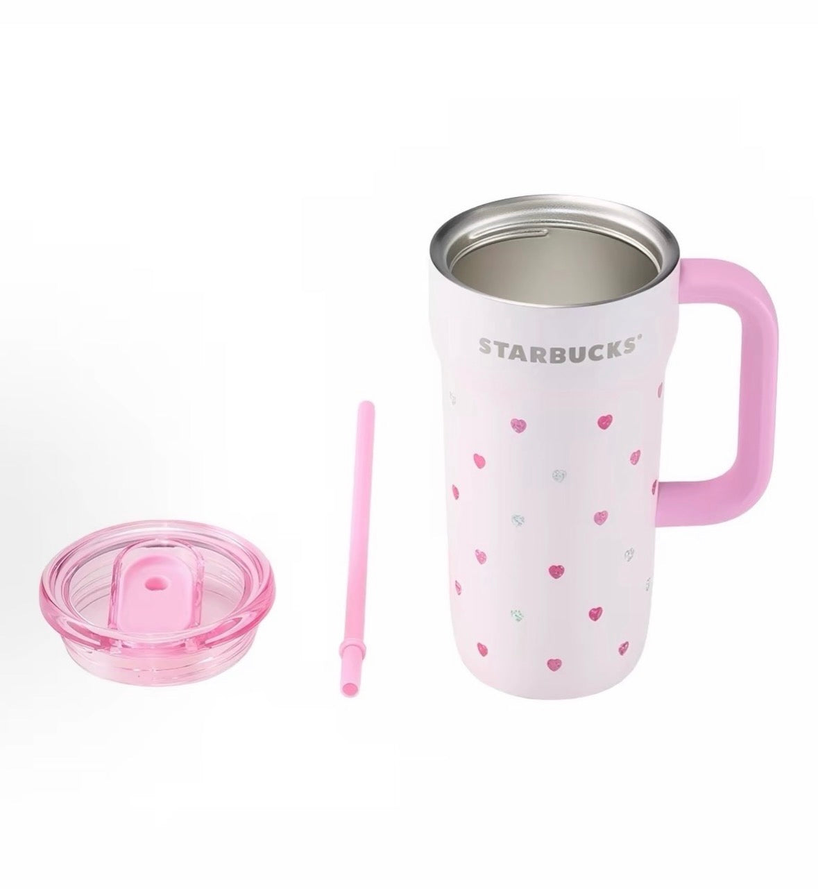 Starbucks 2026 Sparkling Confession Series Glitter Heart Print 23oz SS cup gift
