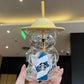 Korea Summer Yellow Hat Bear 473ml Glass Straw Cup Tumbler